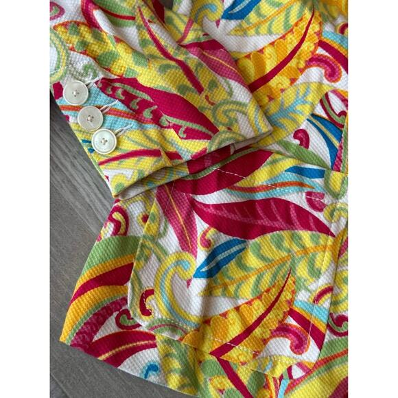 Tommy Hilfiger Tropical Floral Print Suit Set Jacket Pants Colorful Size 14 VTG - Picture 3 of 10